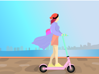 Girl And Scooter