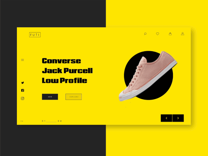 UI Interaction Design for Futi - A Concept Footwear Website footwear interaction motion design product product page shoe ui design ux design website