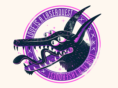 Laserquest - new print illustration logo poster print wolf