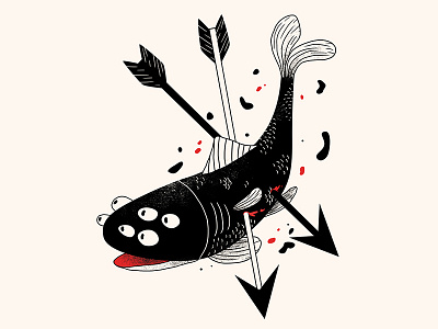 Darkwood fish print arrow fish illustration