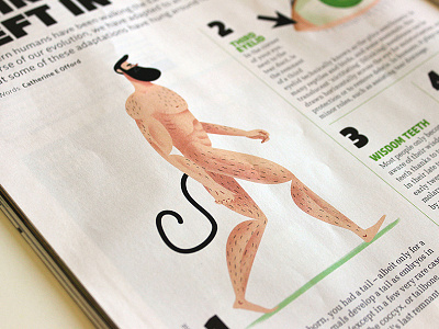 10 WEIRDEST THINGS EVOLUTION LEFT IN YOUR BODY character editorial evolution human illustration magazine