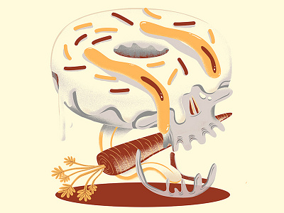 Sugar Skull carrot donut food illustration print skull sugar