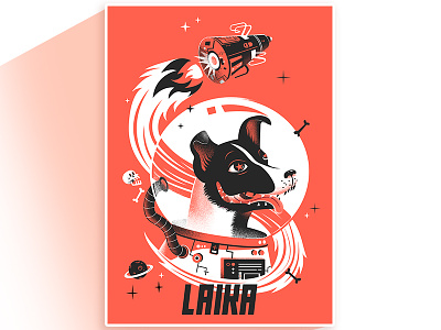 Laika Poster communism dog illustration museum poster print space