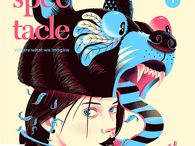Spectacle Magazine Cover bear blue cover editorial illustration love magazine pink print woman