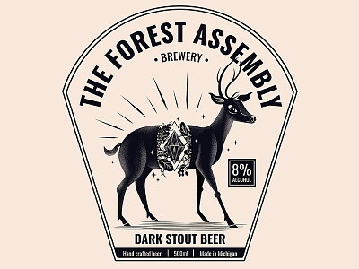 The Forest Assembly badge beer deer graphic design illustration label logo print