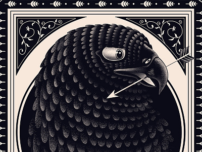 Bird poster black desing gin hawk illustration poster print vintage