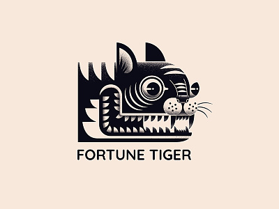 Fortune Tiger logo badge graphic design illustration logo print tiger