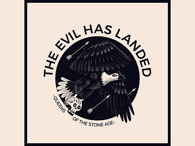The Evil Has Landed badge black eagle graphic design illustration ink logo poster print skull