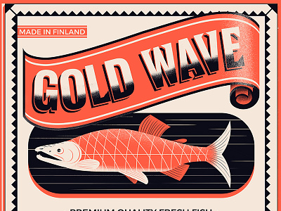 Gold Wave brand fish graphic design identity illustration lettering logo print sign typography vintage