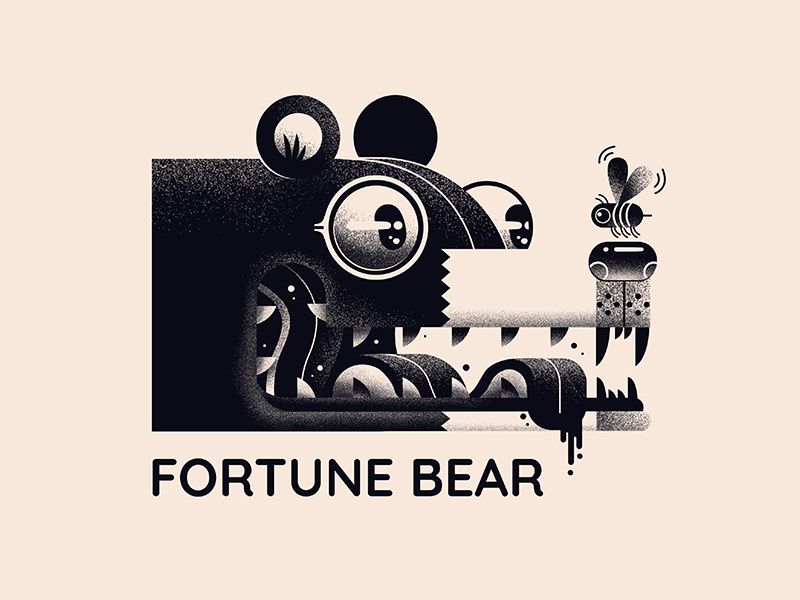 Fortune Bear Logo bee bear print icon logo illustration design graphic badge