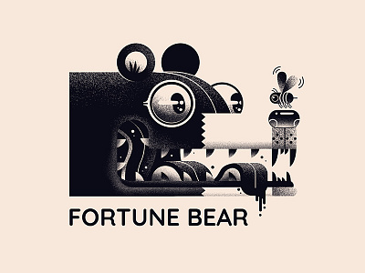Fortune Bear Logo badge bear bee design graphic icon illustration logo print