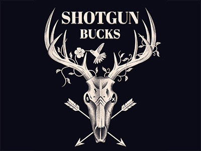 Logo for the Shotgun Bucks band black branding deer horns illustration logo print skull t shirt