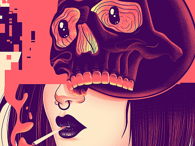 Skull Closeup character design glitch illustration poster skull woman