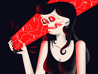 Online Violence black character illustration mobile online phone poster print red skull woman