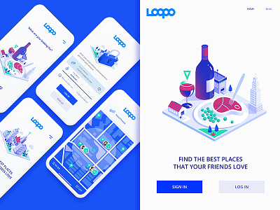 Loopo App Screens design food food and drink illustration location location app share startup startup branding ui ux ux ui ux animation