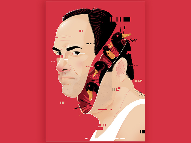 Those Goddamn Ducks red portrait duck soprano tony sopranos print illustration