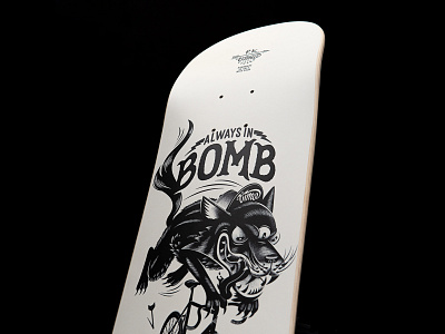 Skateboard art for Missaid bike black blackandwhite board illustration print skate skateboard white wolf