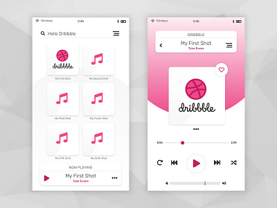 Hello Dribbble - Music Player debut dribbble first shot music player