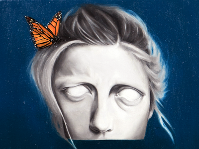 Monarch Dreams: Detail art ascetic butterfly design drawing fine art illustration oil painting portrait surrealism