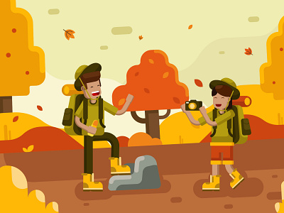 Autumn Hiking Illustration