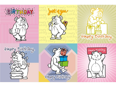 Cartoon bear characters birthday bear birthday cake cartoon characters drawing gift happy birthday illustration just for you