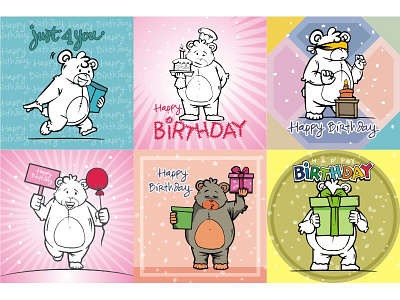 Cartoon bear characters birthday