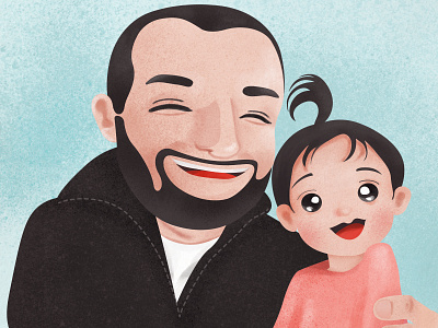 Father and Daughter cartoon character illustration portrait