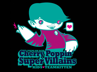 Cherry Poppin Super Villains character icon logo mascot retro sticker