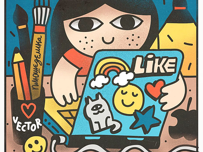 Like adobedraw character characterdesign girl illustration laptop like stickers vector vectorillustration