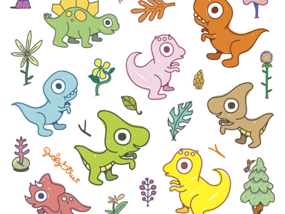 Dinosaurs character characterdesign cute dino dinosaur illustration kids pattern vector vectorillustration