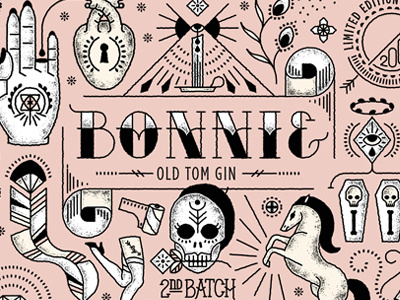 Bonnie Gin Label bonnie bonnie clyde clyde free free spirit fugitive gin lawless lettering outlaw packaging packagingdesign tattoo type