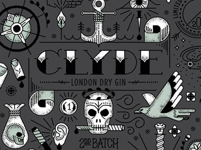 Clyde Gin Label bonnie bonnie clyde clyde design free free spirit fugitive gin lawless lettering outlaw packaging packagingdesign tattoo type