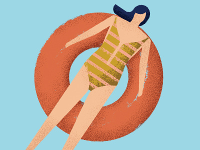 Donut Girl beach bikini cape town floating illustration inflatable leisure nature postcards relaxation summer swimming