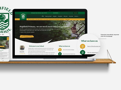 School homepage showcase education green homepage iphone mac mock up responsive school ui