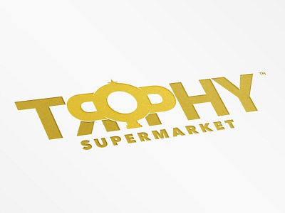 Trophy Supermarket logo award font gold hidden identity logo text