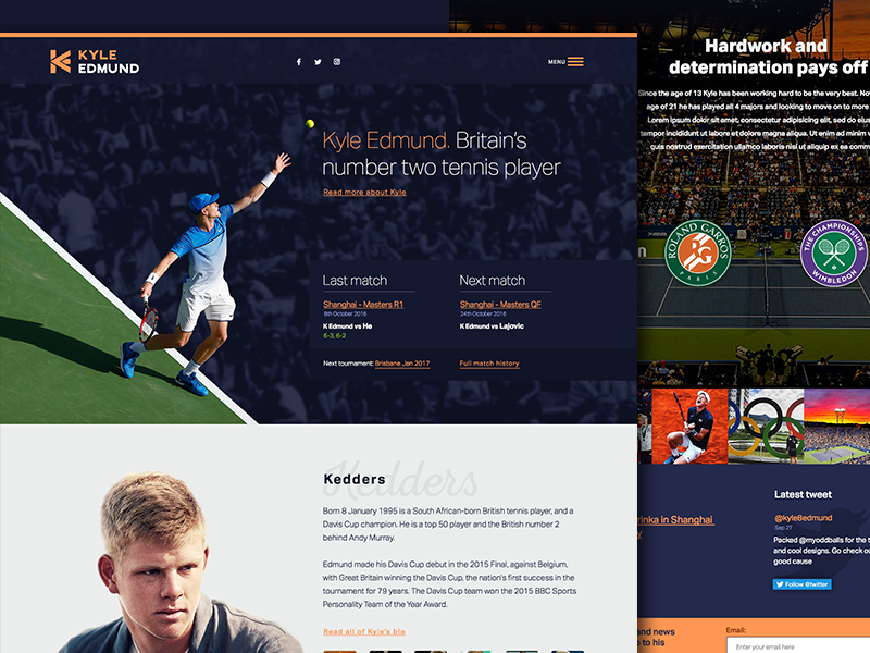 Kyle Edmund Homepage by Chris Hampshire on Dribbble