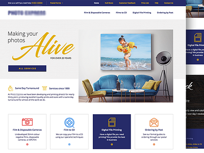 [Unused] Photo Development company homepage canvas concept development homepage icons photo photography printing prints ui ux