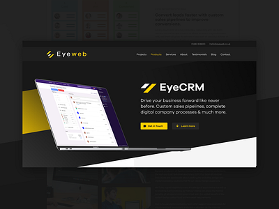 EyeCRM crm software landing page ui ux