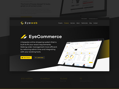 EyeCommerce dashboard dashboard app dashboard ui ecommerce ecommerce app ecommerce design ecommerce shop landing page sales tablet ui ux