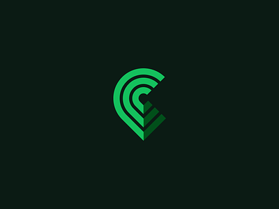 C-Pin c icon logo map pin