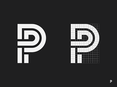 P grid logo logotype mark p pixel