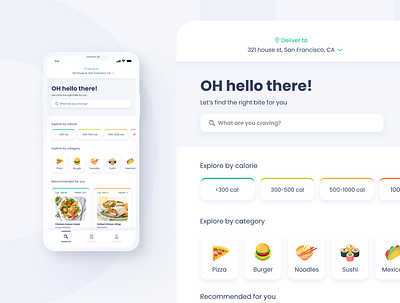 OH! (Order Healthy) FoodApp - Home Page clean ui design figma food app food app design food delivery green iphone mobile app mobile ui mockup productdesign search simple tags trending ui design ui designs uiux ux
