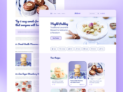 TooSweet - Dessert Food Blog blog article blog design blog post branding cursive branding design dessert blog dessert branding food blog food branding gradient landing page purple brand purple website restaurant blog restaurant website ui ux web design website design