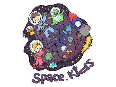 Space Kids aliens cute kids with