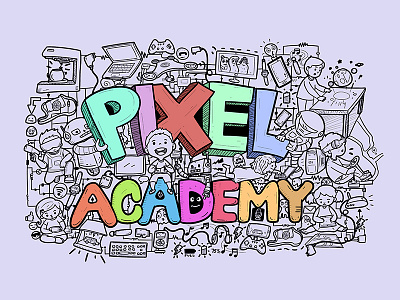 Pixel Academy doodle illustration