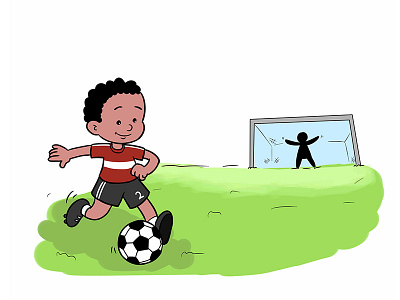 Boy Playing Soccer cartoon illustration