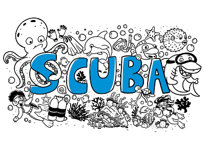 Scuba Doodle cartoon character cute doodle illustration kids