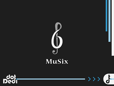 MuSix (6) Logo branding creative dual meaning logo logo design music music symbol number six vector