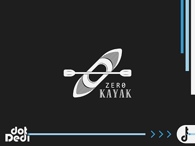 Zero (0) Kayak Logo black and white boat concept dual meaning kayak logo logo design number zero