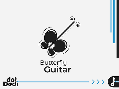 Butterfly Guitar animal blackandwhite branding butterfly combination creative design dual meaning graphic design guitar logo logo design music music instrument